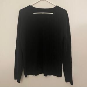 Mens Classic Black 100% Cashmere V Neck Sweater Size M/L